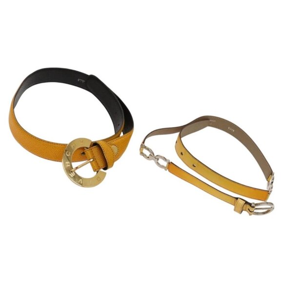 Salvatore Ferragamo Givenchy Belt Leather 2Set Yellow Auth - Picture 1 of 16